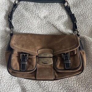 Vintage Prada Sidonie bag, Camel suede with 2 pockets